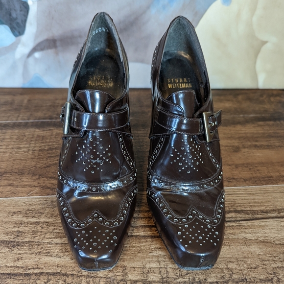 Vintage Stuart Weitzman Brown patent leather oxford heel - Picture 4 of 12